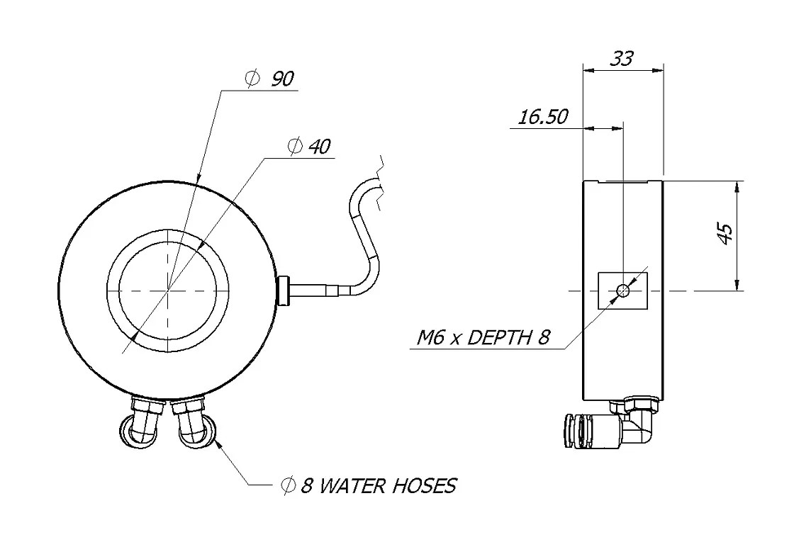 Sensor potencia y energía láser MLP-W-200-D40-HPB