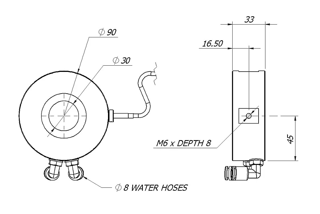 Sensor potencia y energía láser MLP-W-600-D30-SHC
