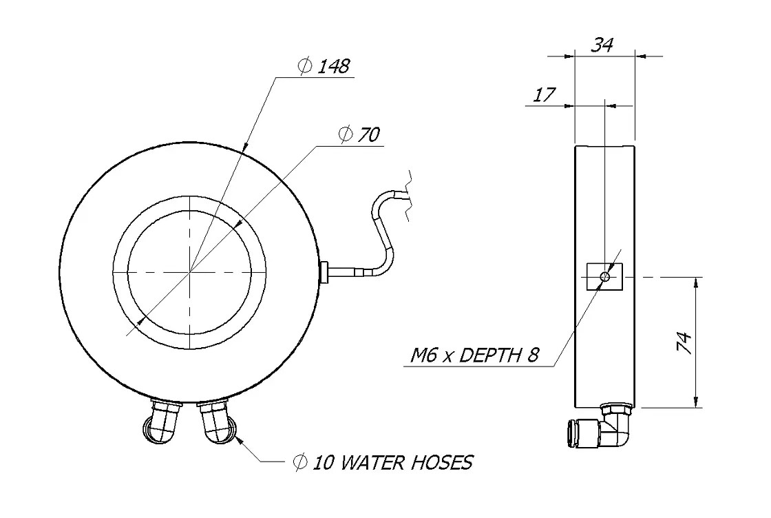 Sensor potencia y energía láser MLP-W-600-D70-SHC