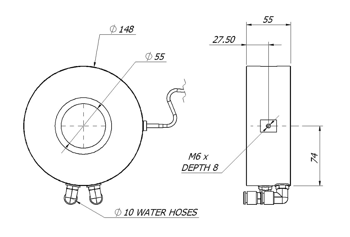 Sensor potencia y energía láser MLP-W-6000-D55-SHC